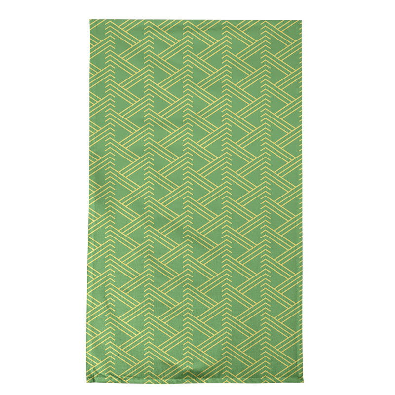 Torchon à thé zigzag classique, Jaune/vert, Croisé en coton