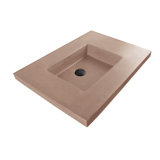 Newterra Concrete Handmade Rectangular Semi-Recessed Vessel Bathroom Sink
