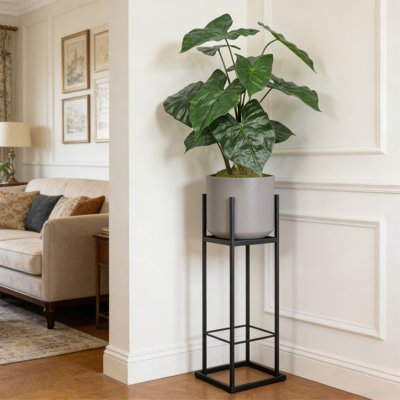 Plantes tropicales 30 po Alocasia, 2 pièces / ensemble Apparence réaliste, pot décoratif blanc de qualité supérieure (aucun pot de fleurs supplémentaire nécessaire), nécessitant peu d'entretien, facile à nettoyer et à assembler.