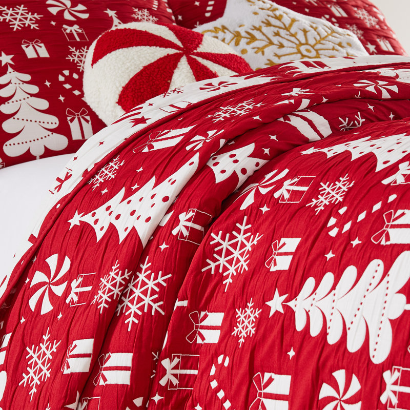 Ensemble de couvre-lit pour grand lit 3 pièces Greenland Home Fashions Peppermint Party, 90 x 90 po, Peppermint Party