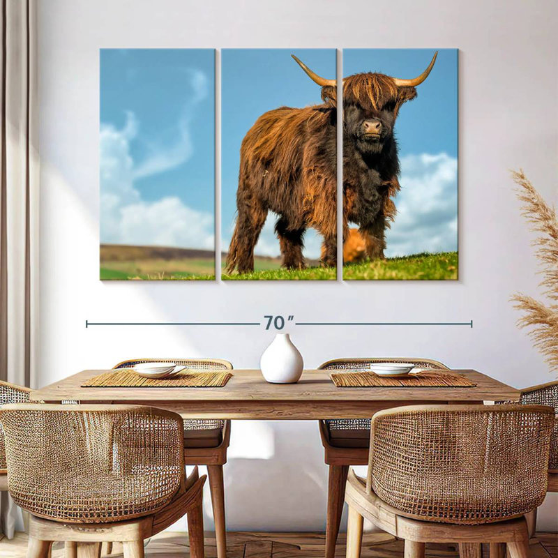 Brampt Dark Haired Highland Cow, 42" H x 65" W