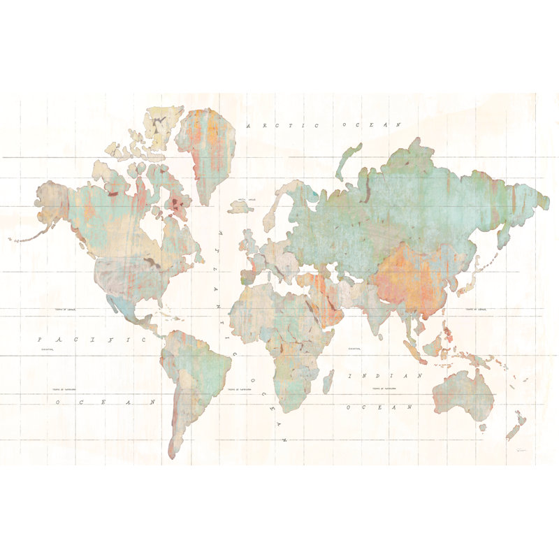 Across the World V3 Blue by Sue Schlabach -  Graphic Art, 81 cm H x 122 cm W, Wrapped Canvas