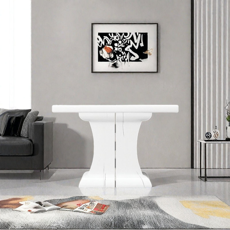 Modern Minimalist Console Table, 35.43" H x 47.24" W x 15.75" D, White