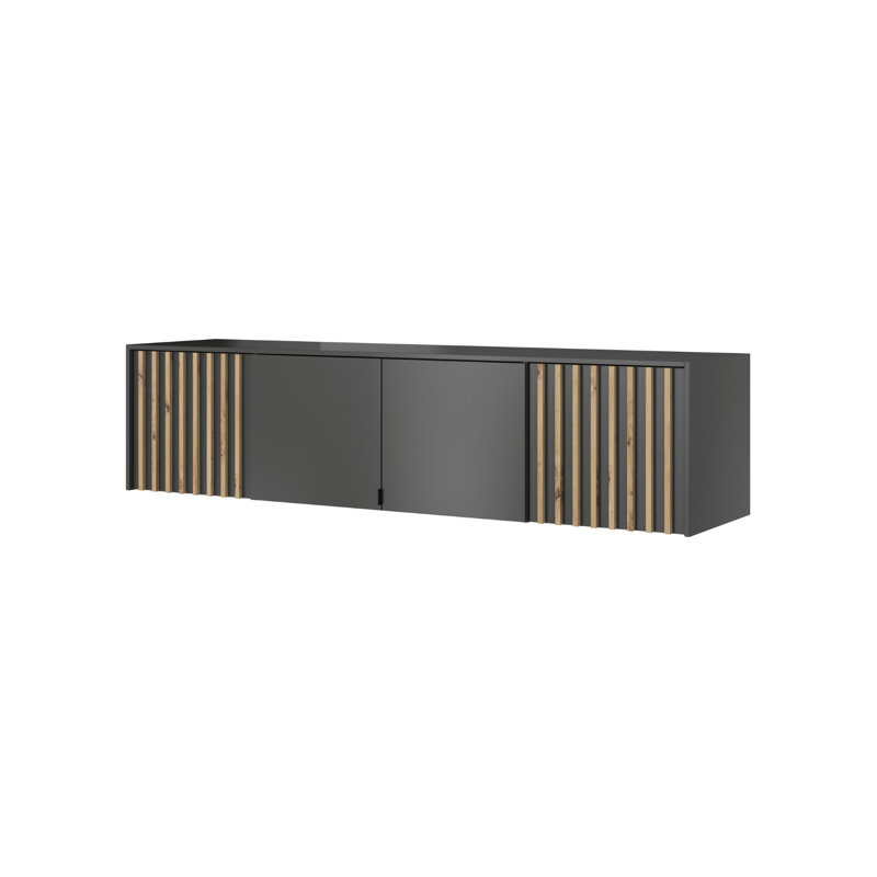 Hamidah 3 Door Wardrobe, Graphite/Oak, 50cm H x 205cm W x 51cm D