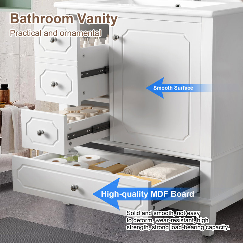 30'' W Single Vanity, White
