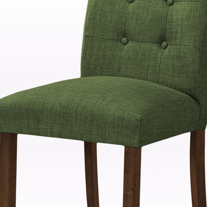 Ensemble de chaises de salle à manger en bois brun Darina avec tissu vert, H 36,97 po x l 19,12 po x P 24,71 po