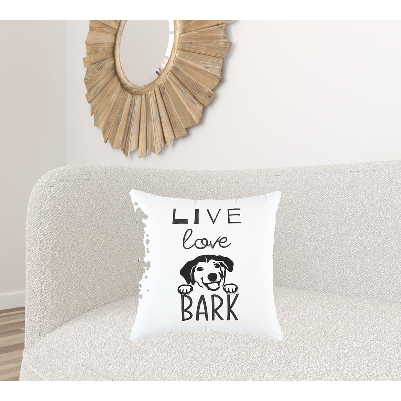  Black And White Live Love Bark Modern Throw Pillow Cotton No Pattern And Not Solid Colour Throw Pillow
