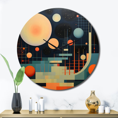 Pleine lune Visions Mid-Century abstrait géométrique - horloge murale moderne Mid-Century