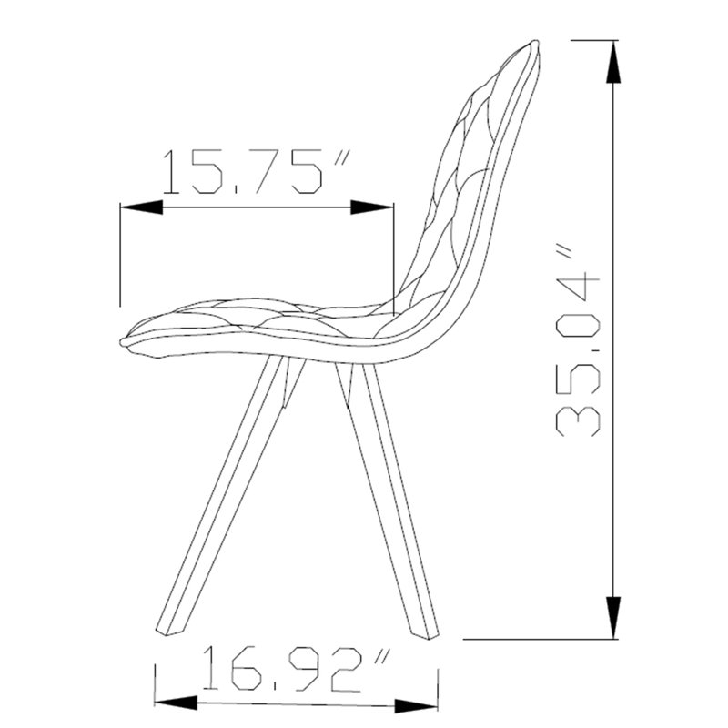 Ensemble de chaises de salle à manger de style Mid-Century moderne avec pieds en bois massif et coussin en tissu, Beige