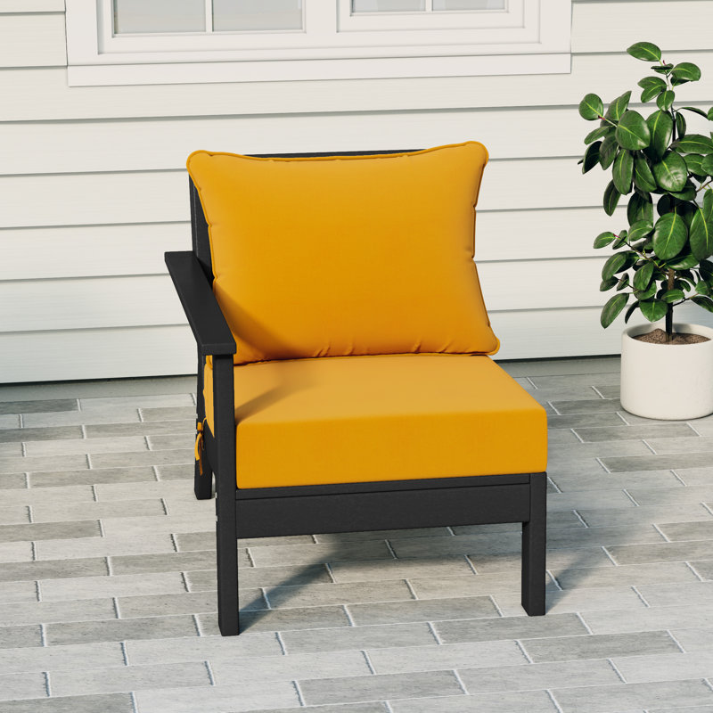 Chaise avec accoudoirs profonds à gauche avec coussins, Black, Yellow