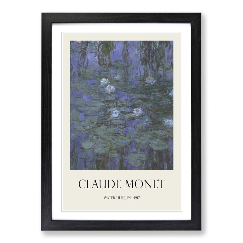 Water Lilies Lily Pond Vol.13 by Claude Monet - Picture Frame Art Prints, 48cm H x 36cm W x 2cm D, Black Framed