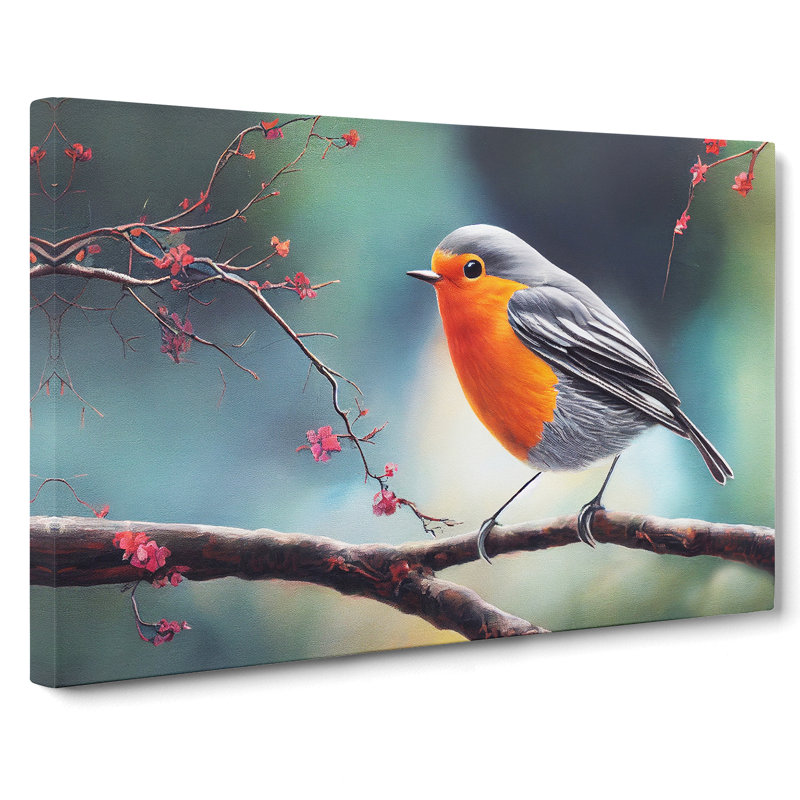 Fabulous Robin Bird - Wrapped Canvas, 40cm H x 60cm W x 3cm D