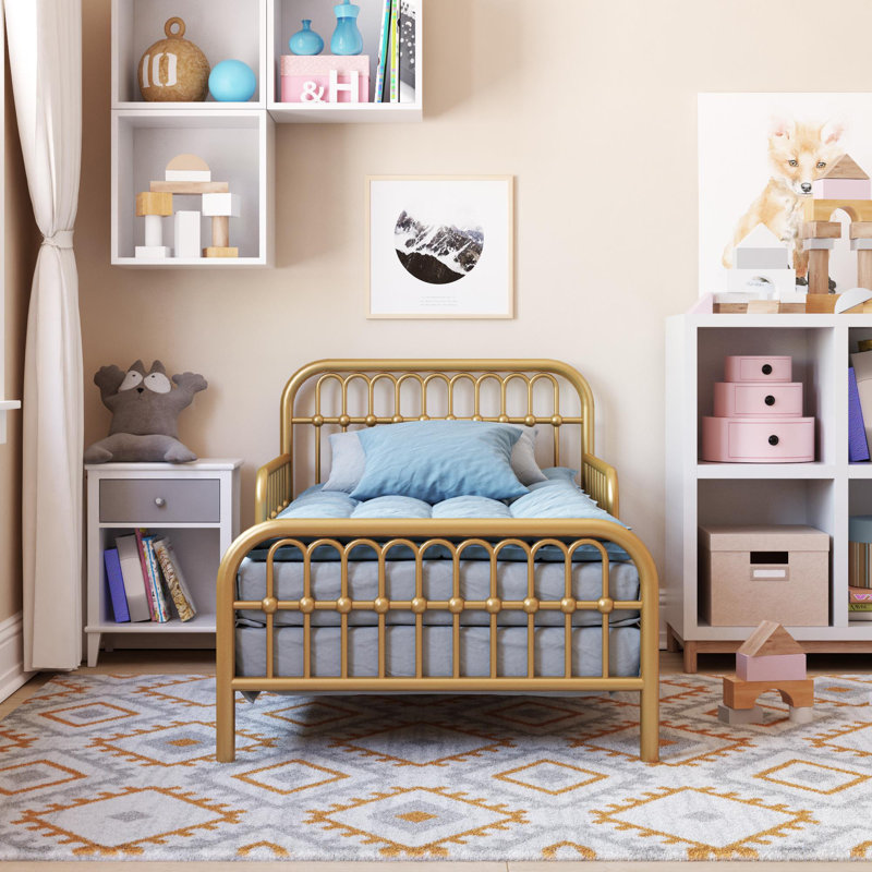 Klos Metal Toddler Bed, Brassy Gold