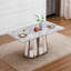 Table de salle à manger en marbre pour 6 personnes, table de salle à manger rectangulaire en faux marbre 70 po avec base en acier inoxydable à finition miroir, table de cuisine moderne en marbre de grande taille (table seulement)-633281295-633281296