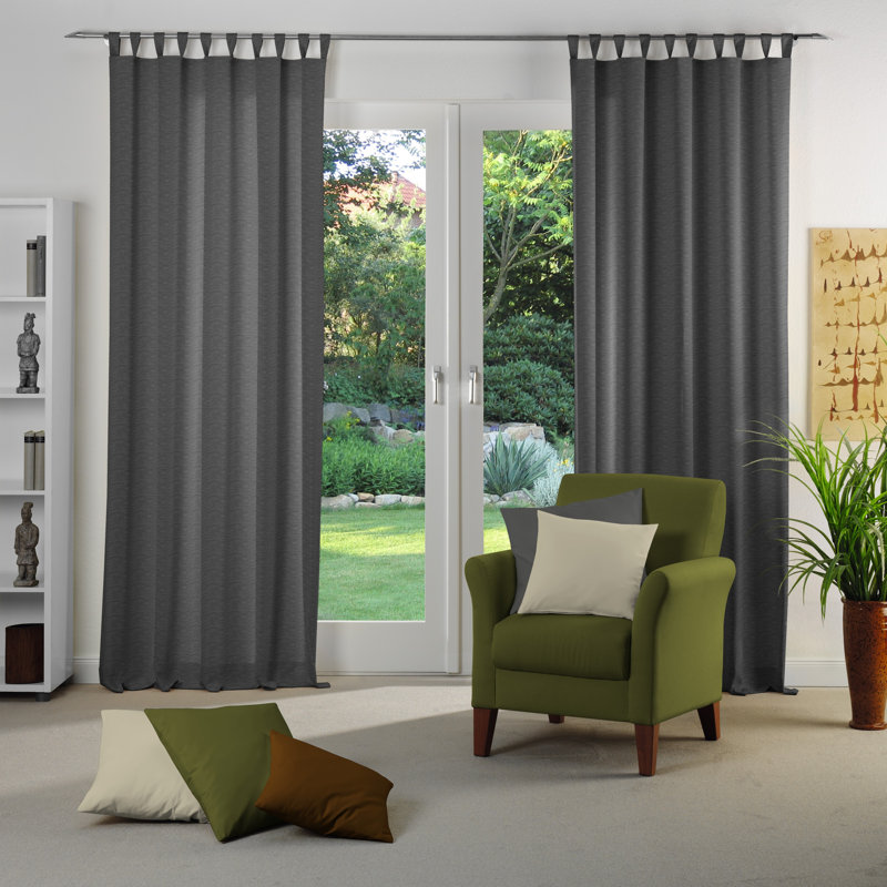 Beloit Synthetic Tab Top Curtain Single Panel, opaque, 225cm Width x 132cm Drop, Grey