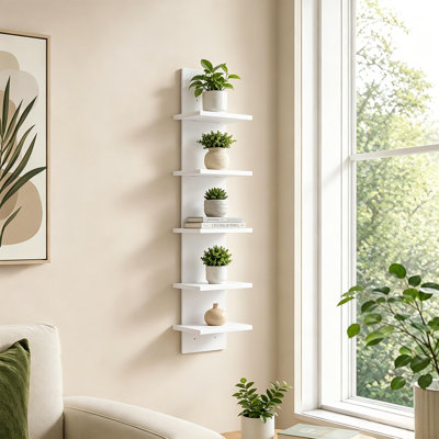 5-Tier Floating Wall Storage Display Shelf（white）