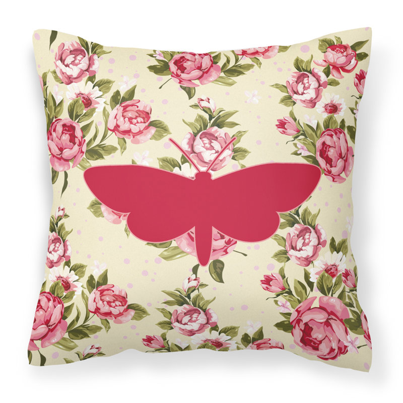  Coussin décoratif roses 14 "Moth Shabby Elegance, Jaune clair