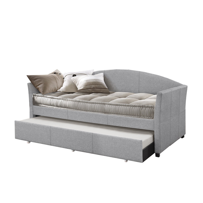 Doab Upholstered Daybed with Trundle, Smoke Grey