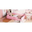 Lit plateforme tapissier rose avec station de charge et barrière de sécurité rose - s'adapte à différents styles de chambre à coucher, silhouette épurée, capacité de charge élevée