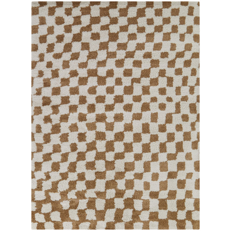 Tapis à carreaux orange brûlé Valerie