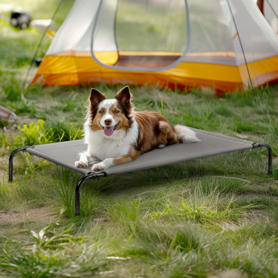 Lit pour animal de compagnie portable intérieur / extérieur gris avec pieds antidérapants Teslin