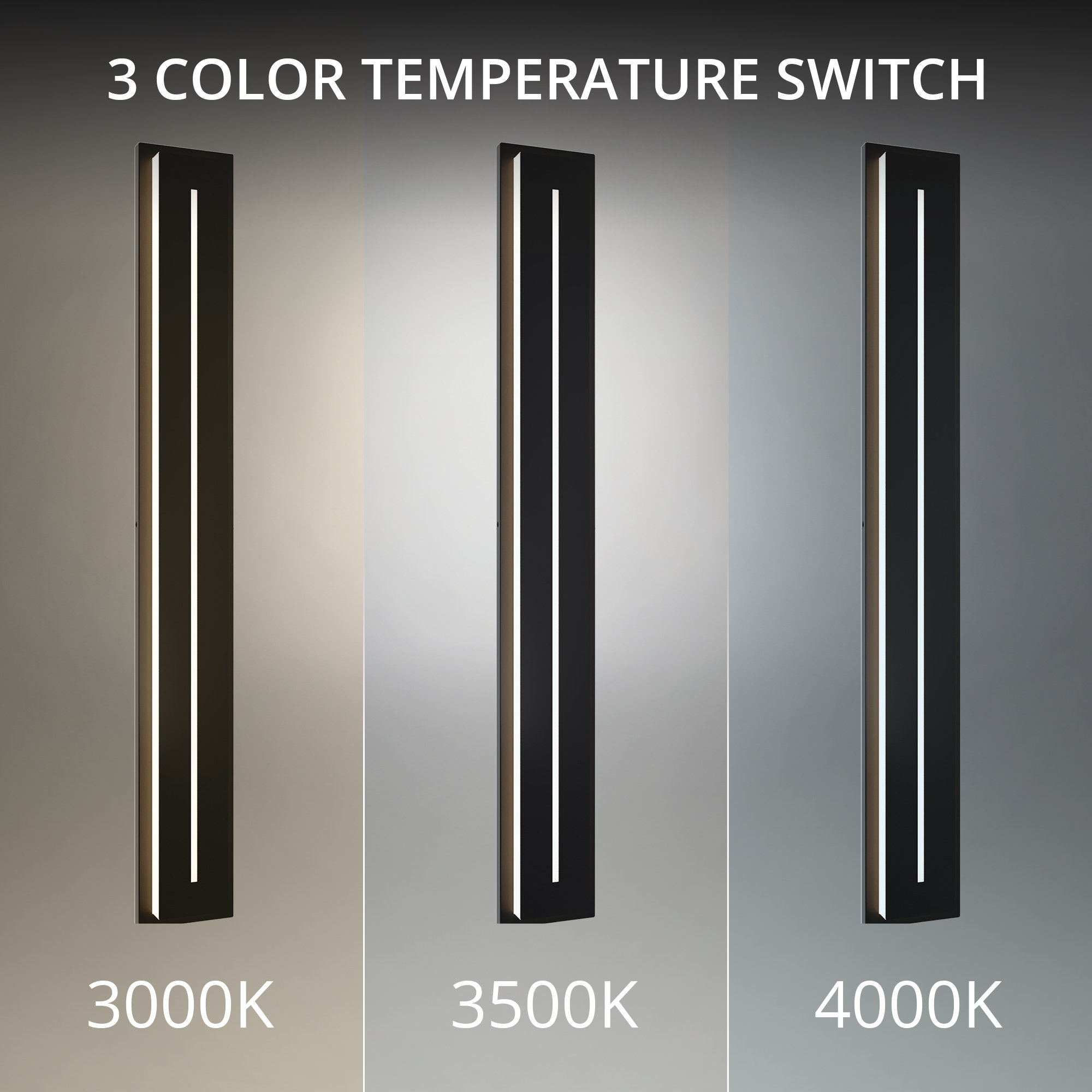 Midnight Outdoor Aluminum LED Wall Light, 3500K, 66" H