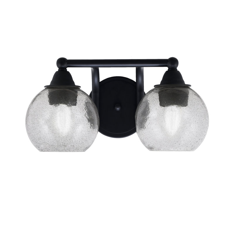 Barre d'éclairage de salle de bain 2 lumières Paramount avec fini noir mat et verre fumé de 5,75 po