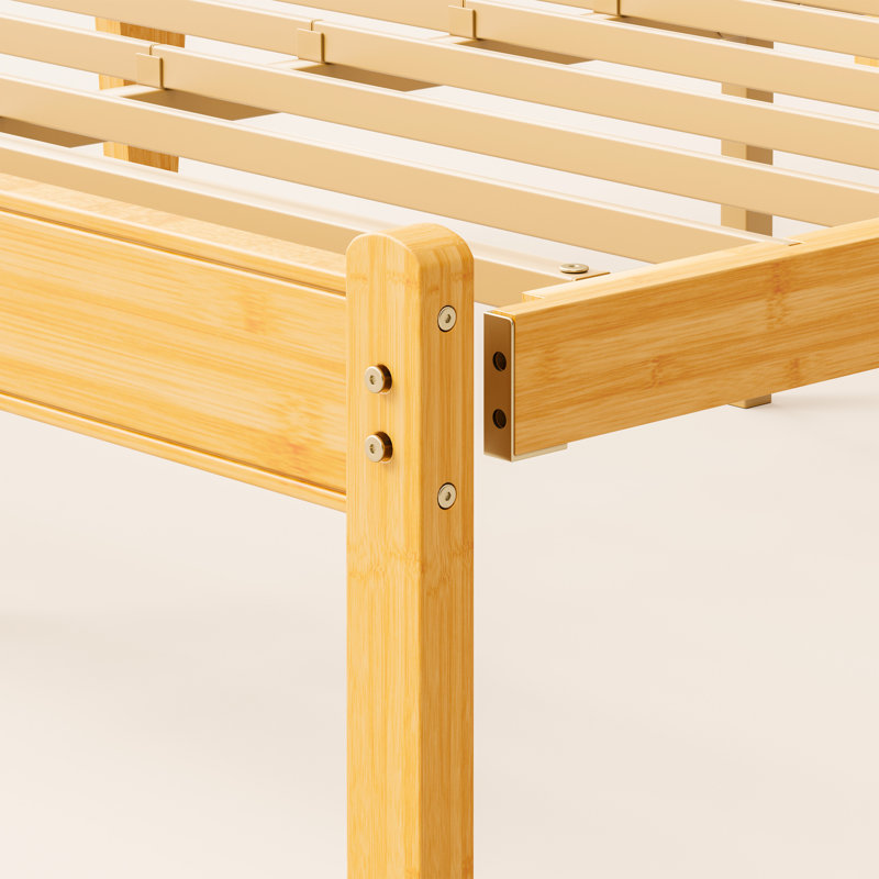 Cadre de lit en bois massif naturel Gerrita, Lit simple, Jaune