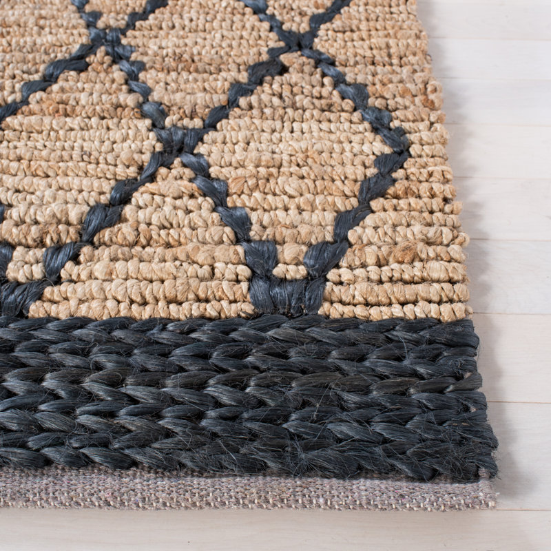Tapis brun clair à motif géométrique tissé à la main Lyon, Rectangle 6 pi x 9 pi