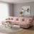 Chenille Pink U-shaped Modular Sofa 4-seater Cloud Feeling Comfortable With 2 Footstools Suitable For Living Room