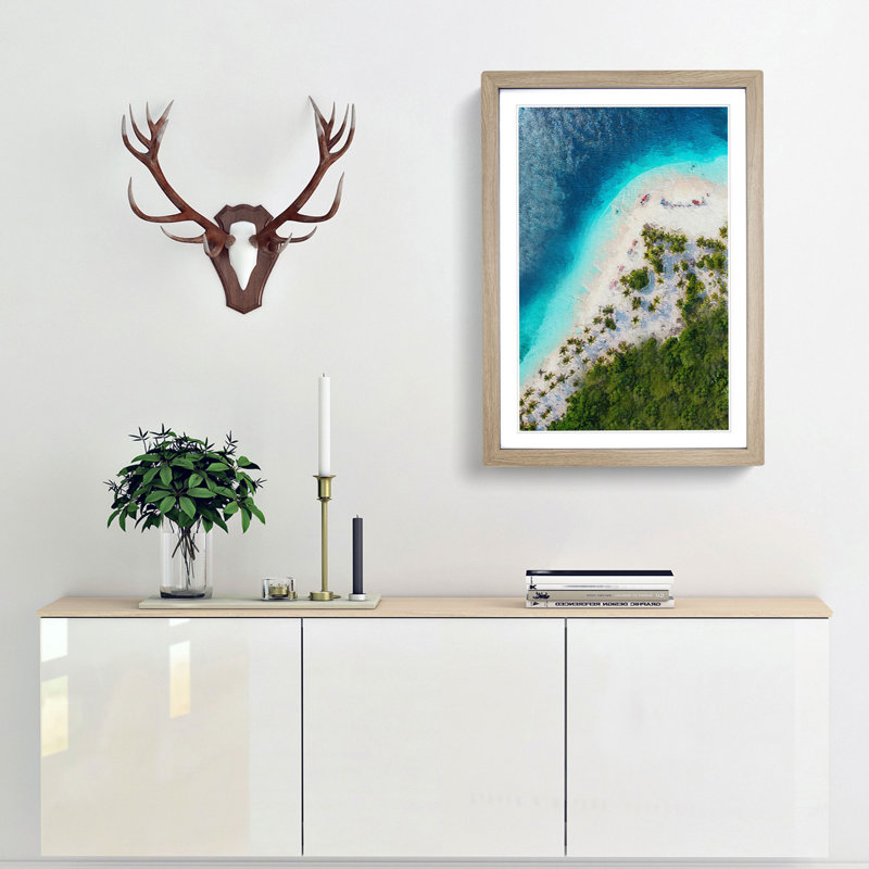 Beach In Caracas Venezuela - Single Picture Frame Painting, 63cm H x 45cm W x 2cm D, Oak Framed
