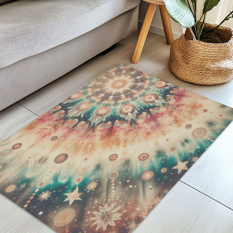 Tapis tressé à paillettes Glitter Tie-Dye Waves, Rectangulaire 3 pi x 5 pi