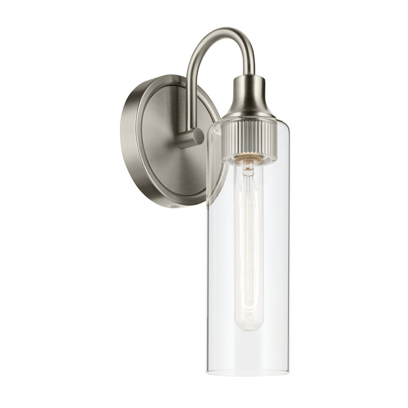 13" 1-Light Wall Sconce with Clear Glass, Brushed Nickel