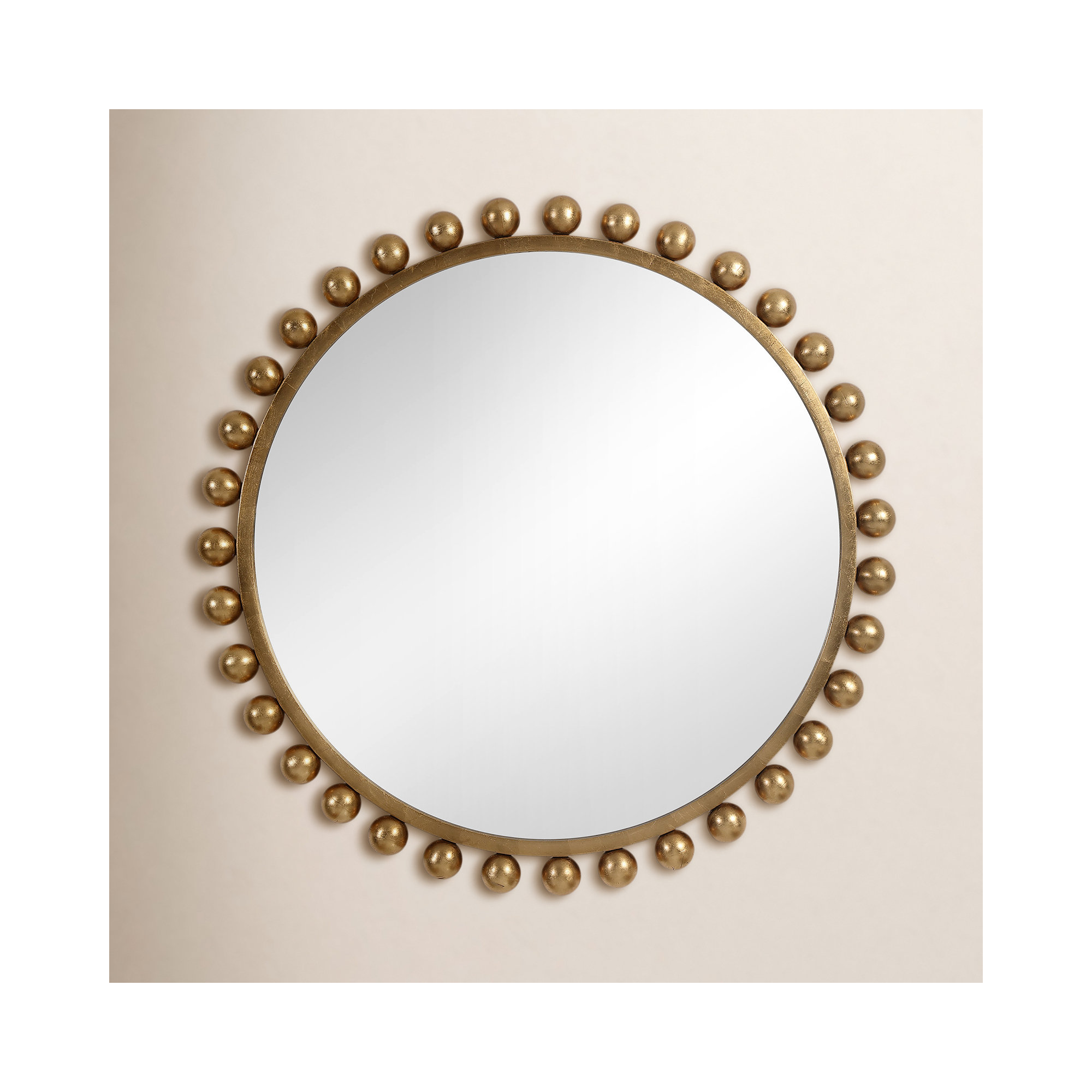 Suzie Metal Round Wall Mirror, Gold