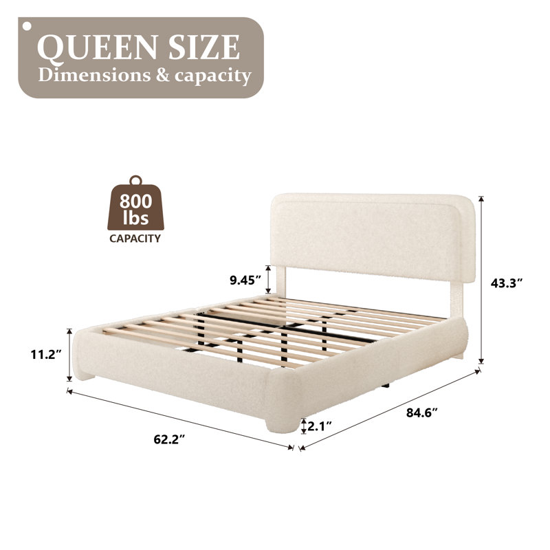 Base de lit tapissier Haden, Grand, Beige