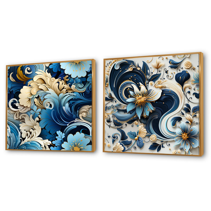 Motif cachemire à motif cachemire III, H 16 po x l 33 po, Cadre flottant doré