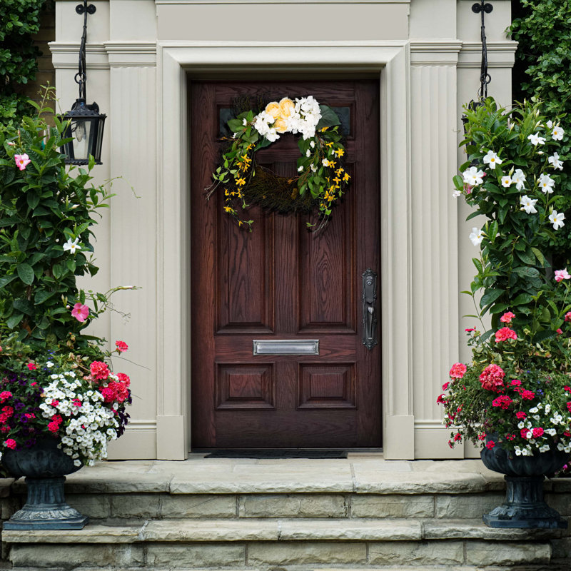 26" Multicolor Faux Hydrangea and Spring Blossom Wreath