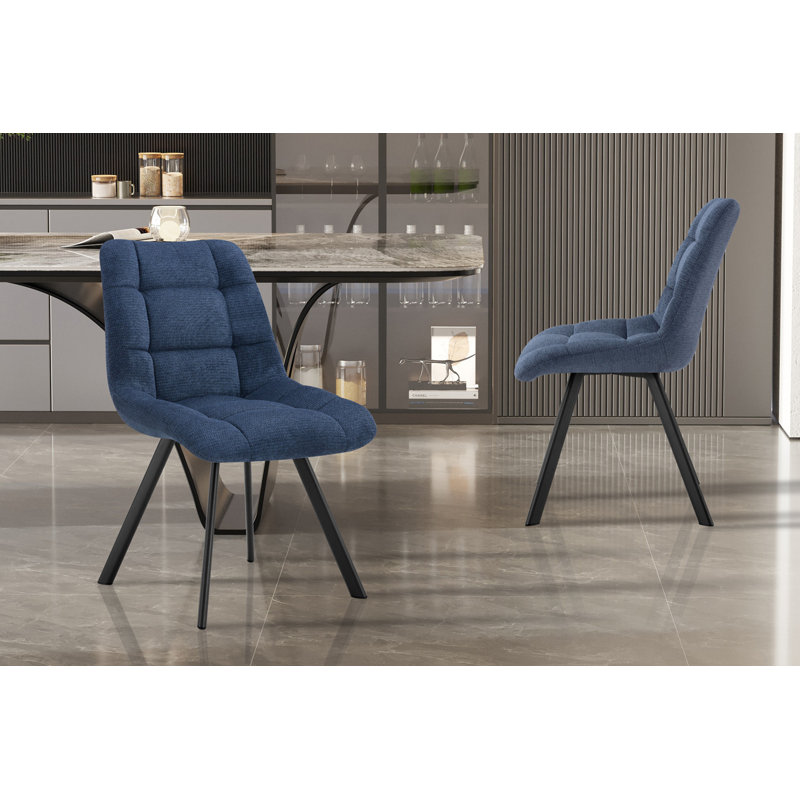 Ephemerine 49cm H Upholstered Metal Side Chair, Blue