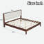 Lit plateforme en bois avec tête de lit tapissier en velours-1242264740-1242264738