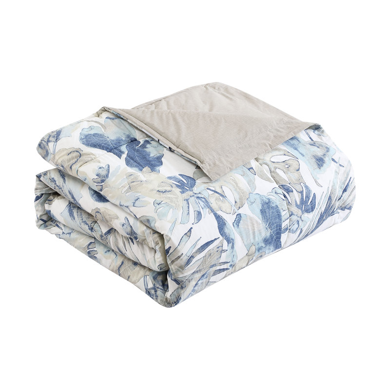 Ensemble d'édredon en coton bleu Raw Coast de Tommy Bahama, Édredon grand et 3 pièces supplémentaires