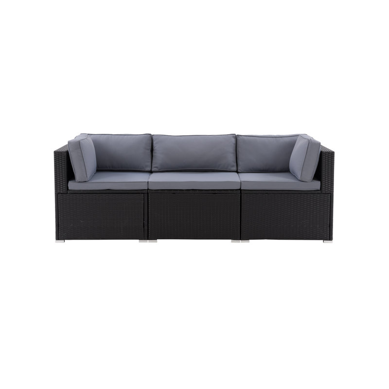 Canapé d'extérieur avec coussins 82,75 po Newburyport, Gris, Noir