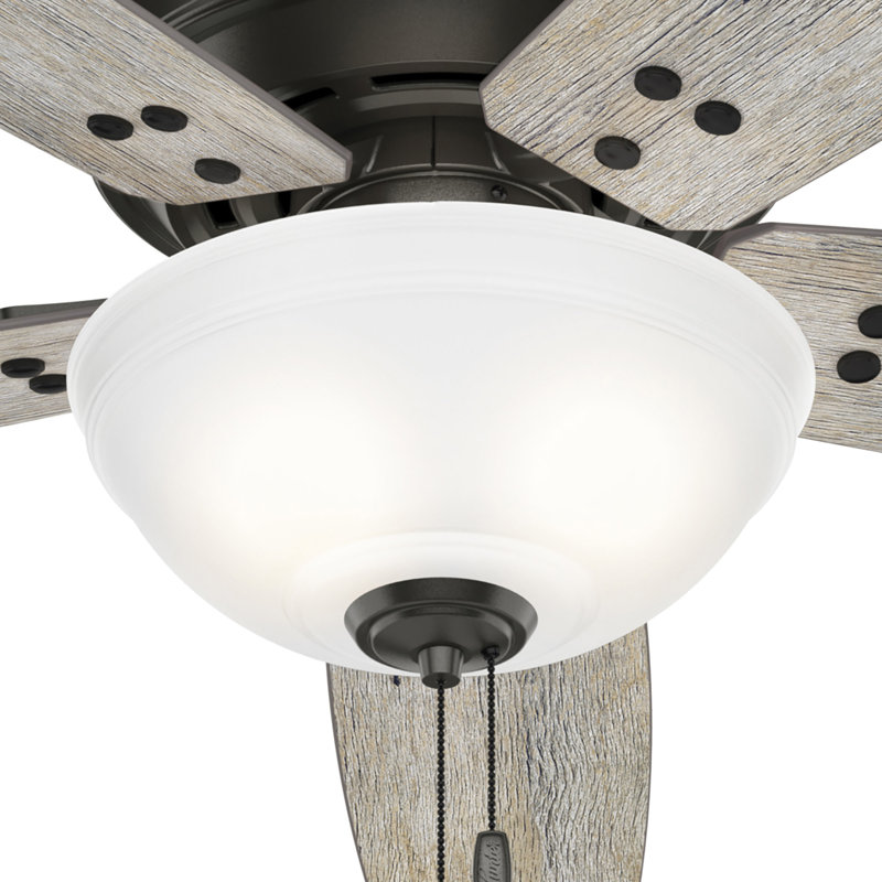 Reveille 60" 5 - Blade Ceiling Fan With Lights And Pull Chain, Noble Bronze