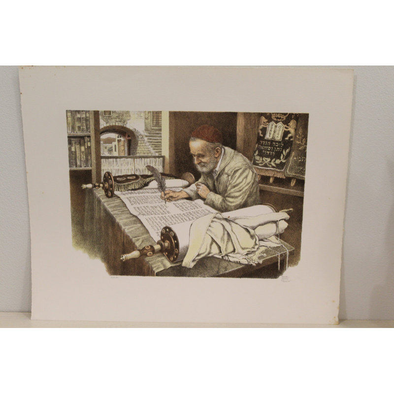 Nifao Emanuel Schary «Scribe», impression de Judaica, reproduction d'art de la Torah, teintes subtiles et détails respectueux, décoration murale 15 x 10