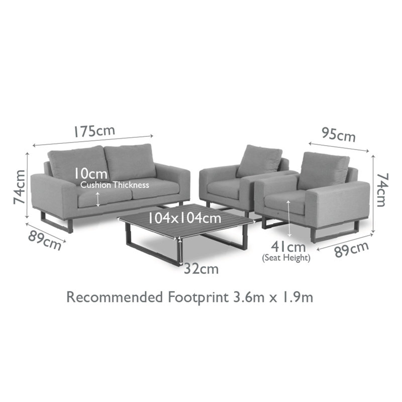 Lyndhurst Outdoor Fabric 2 Seat Sofa Set, Grey