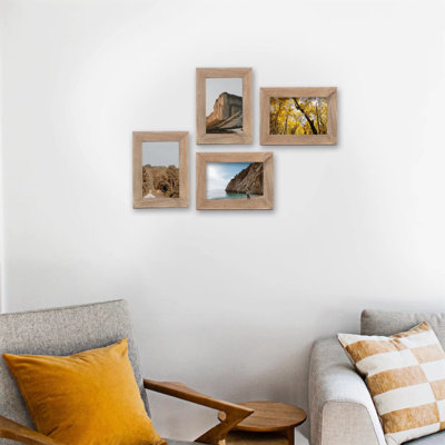 5.5" Brown Wood Picture Frame for Living Room – Set of 4