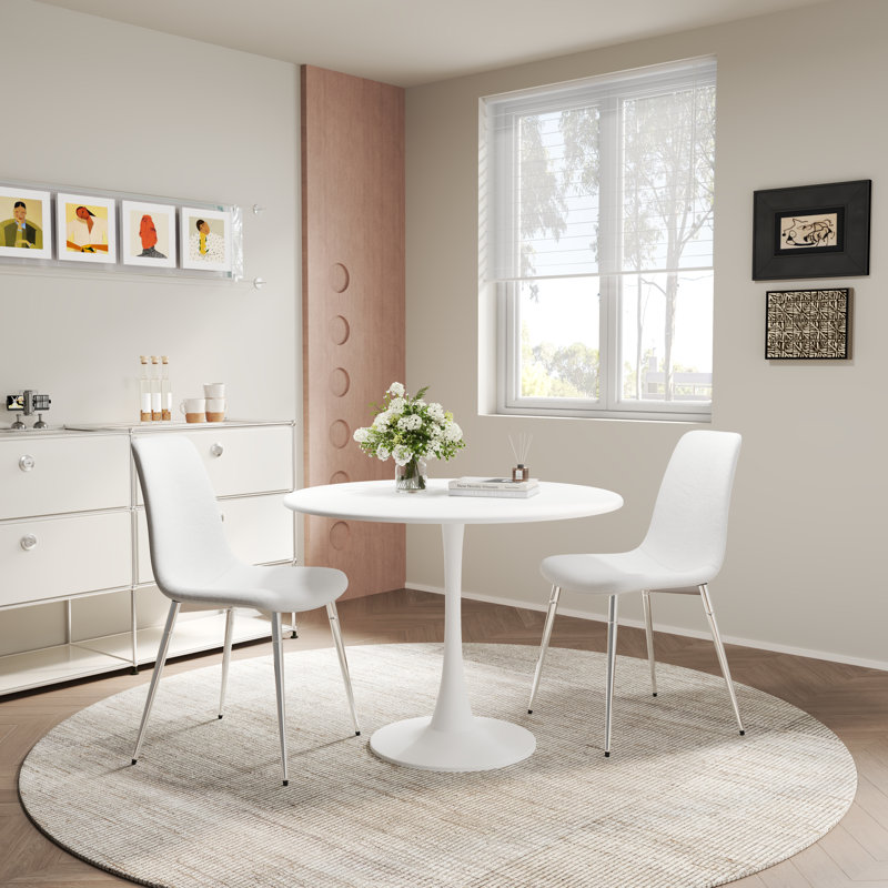31.5'' Round Pedestal Dining Table, White
