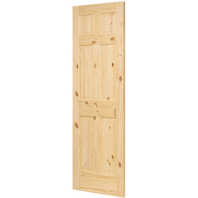 Porte coloniale standard en bois de pin noueux brut