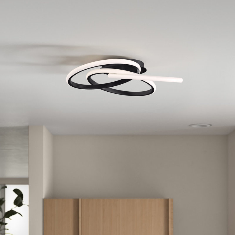 Shuford 1 - Light 20.47'' Unique/Statement Modern Linear LED Dimmable White Light Flush Mount Light, Black