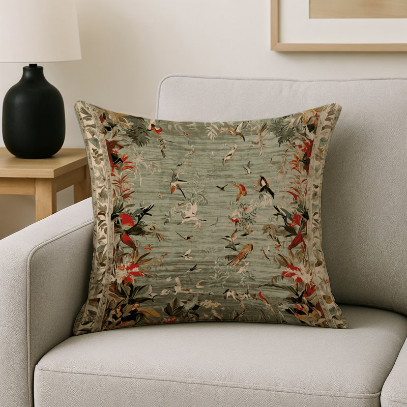 Coussin décoratif intérieur et extérieur Modern, Carré 16 po, Brun floral 125