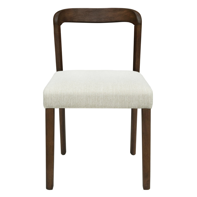 Ensemble de 2 chaises en bois d'hévéa massif noyer + beige, Beige, noyer, Beige, noyer, Brun